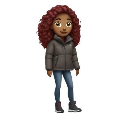beautiful burgundy haired Girl wearing northface full body sticker