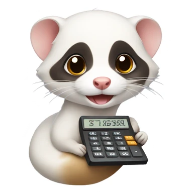 Ferret with a calculator sticker