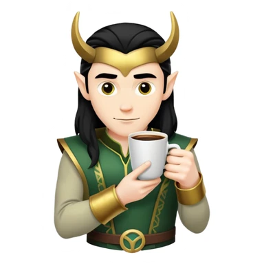 TVA loki with a cup of coffee sticker