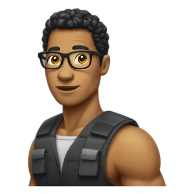 mixed race half black computer nerd muscles sticker
