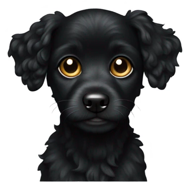 All black Jackapoo with black right ear sticker