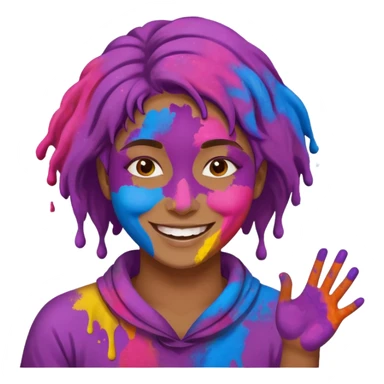 Someone covered in holi sticker