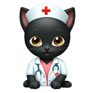 Black kitten as a nurse  sticker