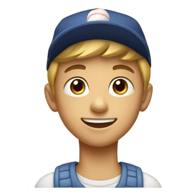 smiling boy in baseball cap sticker
