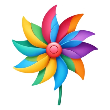 A flower with petals arranged like a spinning pinwheel sticker
