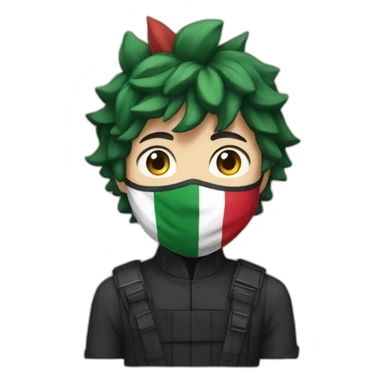 Tanjiro wearing palestine flag mask sticker