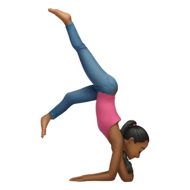 Young girl doing handstand against white wall  sticker