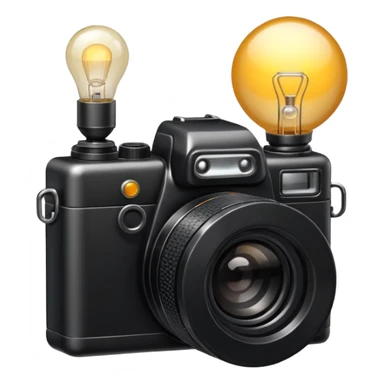 photo camera with a small lamp next to it sticker