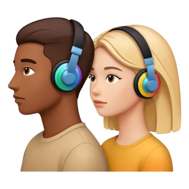 two people listening to a sound sticker