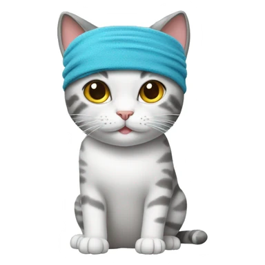 cat wearing a sweatband sticker