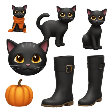 Black cat with oringe boots sticker