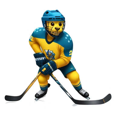 Yellow spotted Panther playing icehockey sticker
