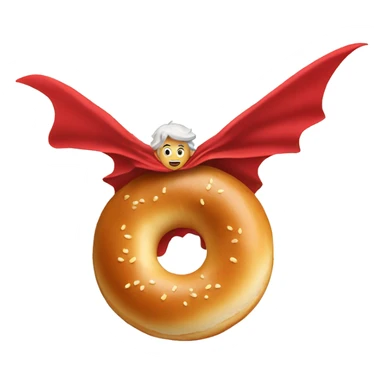 flying bagel wearing a red cape sticker