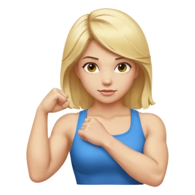 blonde long straight hair young women show biceps emoji sticker