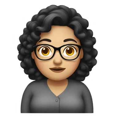 Southeast Asian woman, overweight, wearing glasses, with black curly hair sticker