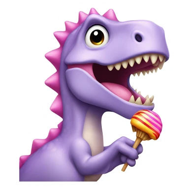 Dinosaur with pink hair and sucking on a lollipop sticker
