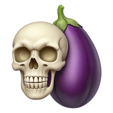 A skull and an big eggplant sticker