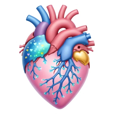 Pastel transparent heart anatomy and sparkle sticker