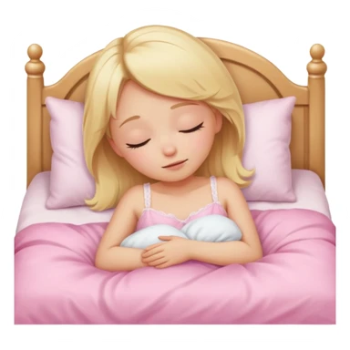 Cute blonde girl sleeping on a pink kawaii bed sticker