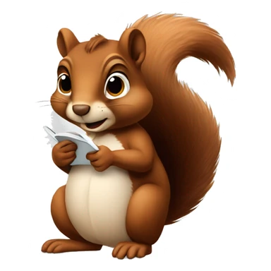 Brown Squirrel that writes on a notebook very conentrated sticker