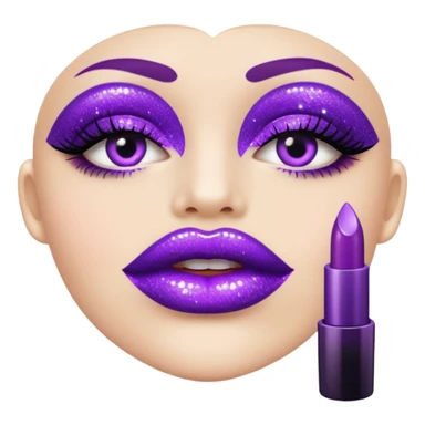 glitter purple lipstick sticker