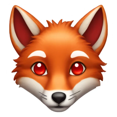 deep lush red fox face with tiny red heart instead of eyes sticker