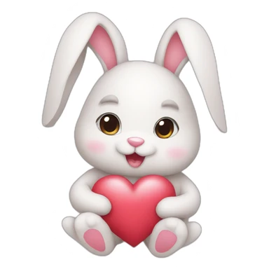 bunny holding heart ribbon sticker