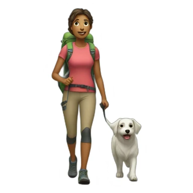 woman hiking with dog sticker