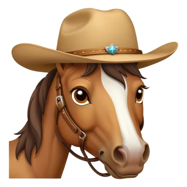 cute horse face wearing cowboy hat  sticker