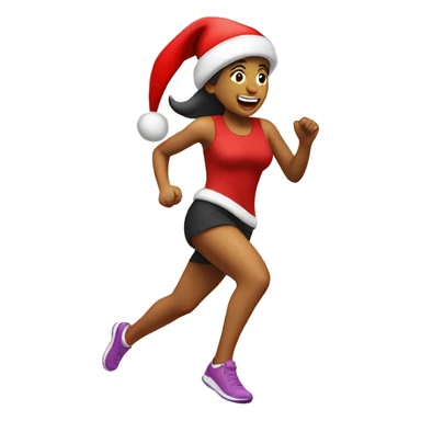 woman wearing santa hat running sticker