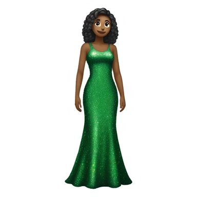 Green tight sparkles long dress sticker