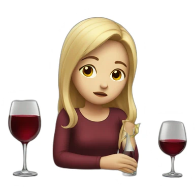 sad drinking girl wine red sticker