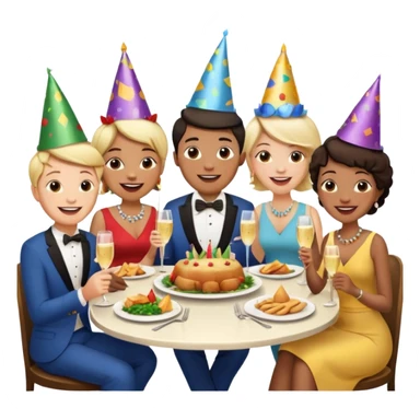 group of people talking at dinner table sticker