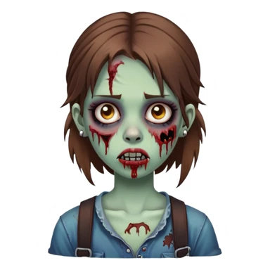 zombie teen girl with brown hair, grunge style, and septum piercing sticker