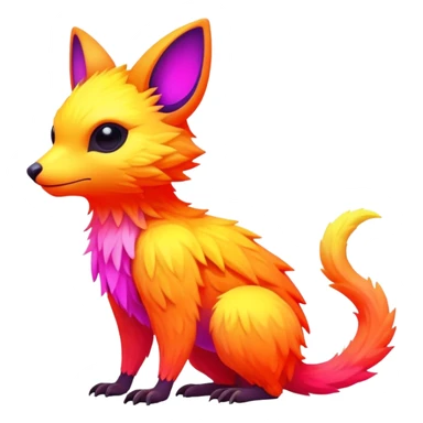 lush warm-colored modern colorful neon-colored Fakémon-Trico-creature sticker