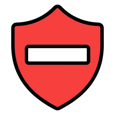 stylized shield stop icon, red fill with white stripe, no text sticker