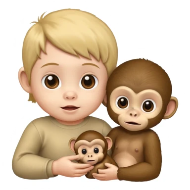 Baby with Monkey. sticker