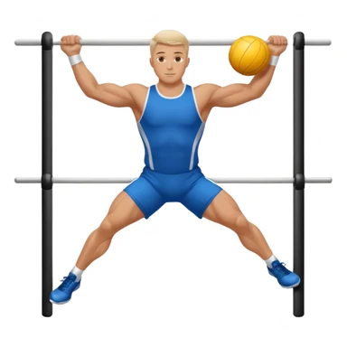 white sportsman in the playground with ball, dressed  in sport suit on sports horizontal bars sticker