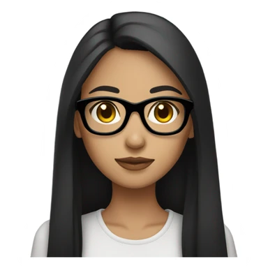 brunette girl with black frame glasses long straight black hair sticker