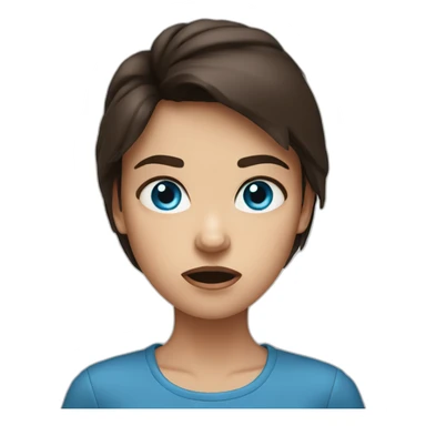 angry-girl-with-blue-eyes-and-dark-brown-hair-color sticker