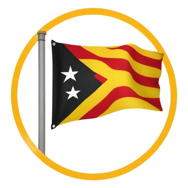 Flag with black on the top yellow circle in the middle and red bottom sticker