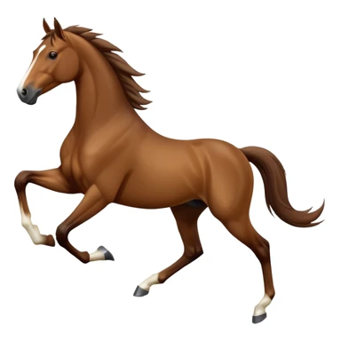 cinematic-[brown horse]-realistic-full-body-galopping-emoji,-tail-flicking-lazily,-head-tilted-dramatically,-sleek-[brown]-coat,-simplified-yet-realistic-focused-features,-highly-detailed,-glowing-with-an-almost-sarcastic-glow sticker
