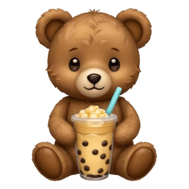 Teddy holding boba sticker