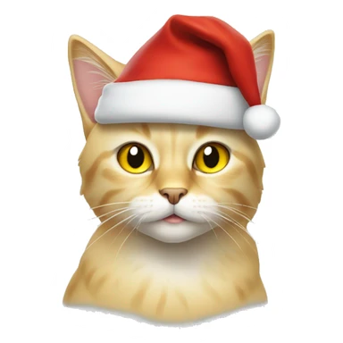 Blonde cat with yellow eyes and a Santa hat on sticker