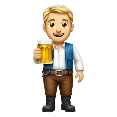 German man wearing Bavaria leather pants and Holding a Beer sticker