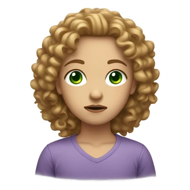 Light skinned that’s sad with light brown curly hair and green eyes sticker