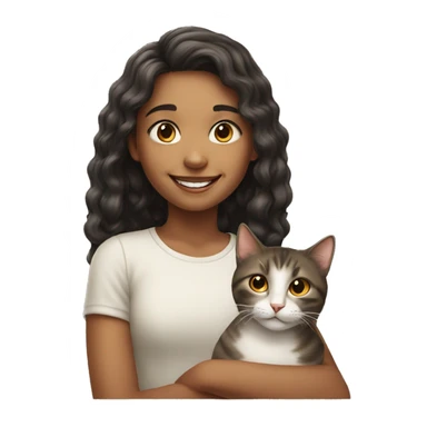 smiling girl with cat portrait sticker