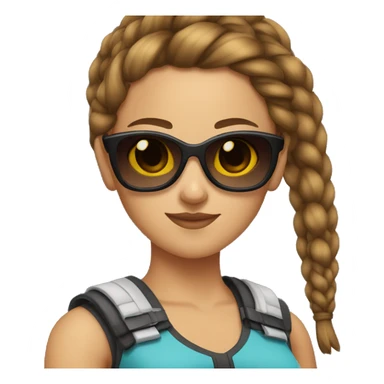 Girl warrior with French braids, brown hair and sunglasses sticker