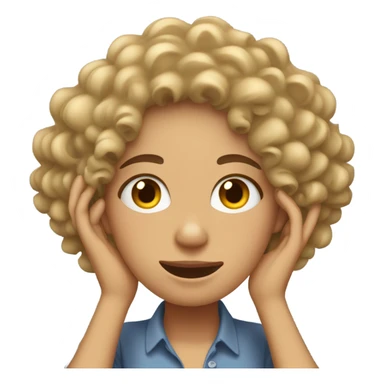 Curly haired light skin woman who is covering her ears sticker
