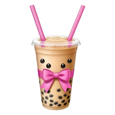 Bubble tea with a bow on the straw sticker